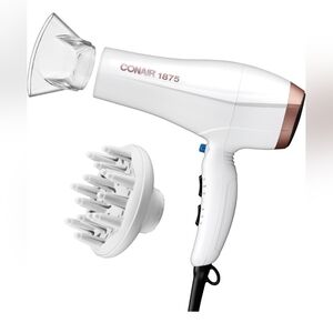 Conair Double Ceramic Hair Dryer, 1875W Blow Dryer with Diffuser and Concentrato